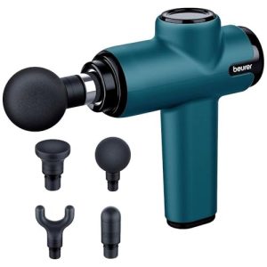 Beurer Mg99 Compact Massage Gun, Mini Deep Tissue Massager With 4 Attachments, Powerful Trigger Point Massage To Relieve Tension, Handheld Massager With 5 Intensity Levels, Rechargeable Battery, Black