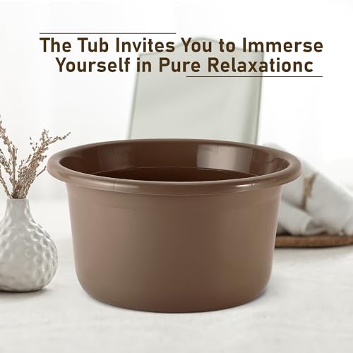 Kuber Industries Set of 4 Bathroom Combo Set | Bathing Set | Bathware Set | Tub-Bucket-Mug & Stool Combo Set for Bathroom | Modern Bathroom Accessories Set | Brown - Image 7