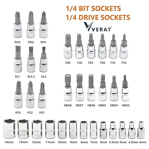 VERAT Chrome Vanadium Steel 46 in 1 Hand Tool Kit - Multi-Purpose Combination Wrench Set With Precision Socket Set - Image 4