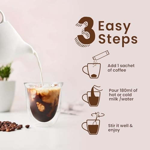 Bevzilla 24 Coffee Sachets & Frother | 24 X 2 Gram Sachets | 6 Pouches Each Flavour | Café Coffee Kit | Classic, Hazelnut, Vanilla & Butterscotch | Arabica Beans | Enjoy Hot & Cold - Image 7