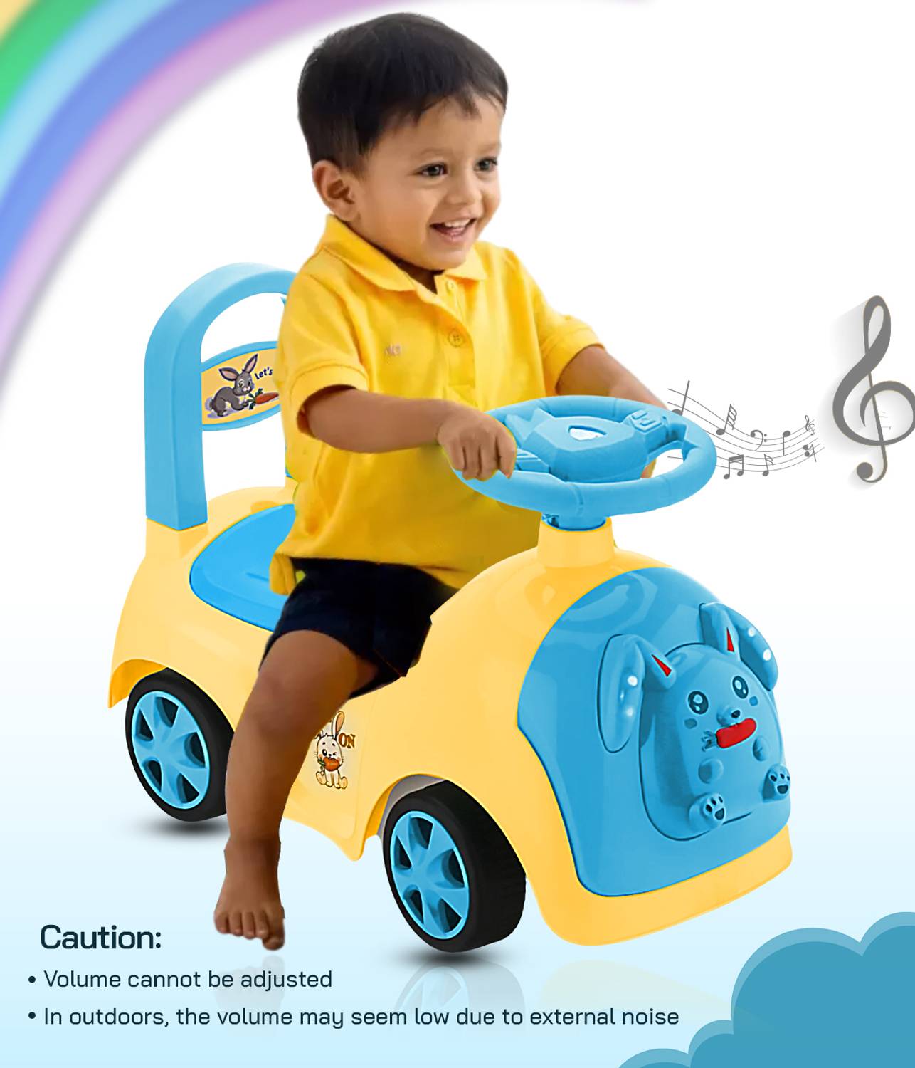 Miss & Chief Miss & Chief Baby Bunny Rideon Car with Music, for kids 8months+, upto 20kg Rideons & Wagons Battery Operated Ride On - Image 5