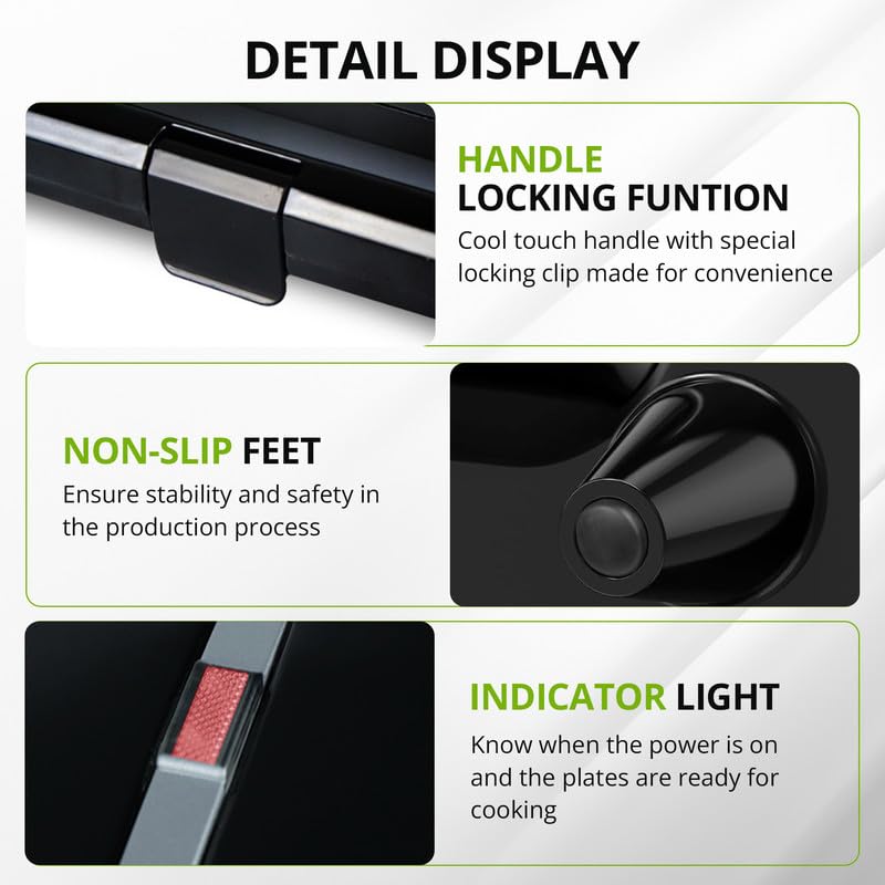 iBELL SM410N 800W Sandwich Maker Electric | Non-Stick Grill & Toast Plates | Handle Lock System | Fast Heating Toaster | Compact Design (Black) - Image 5