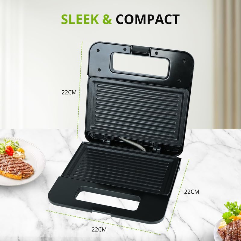iBELL SM410N 800W Sandwich Maker Electric | Non-Stick Grill & Toast Plates | Handle Lock System | Fast Heating Toaster | Compact Design (Black) - Image 7