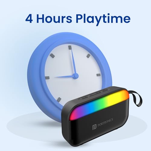 Portronics Plugs 2 8W Portable Bluetooth Speaker with Inbuilt Mic, Dynamic RGB Lights, Bluetooth 5.3V, USB Drive Port, SD Card Port, IPX5 Water Resistant, Integrated Controls, Type C Charging(Black) - Image 3