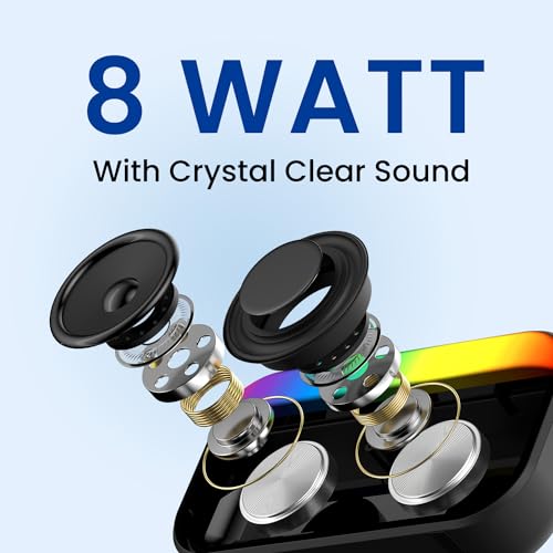 Portronics Plugs 2 8W Portable Bluetooth Speaker with Inbuilt Mic, Dynamic RGB Lights, Bluetooth 5.3V, USB Drive Port, SD Card Port, IPX5 Water Resistant, Integrated Controls, Type C Charging(Black) - Image 5
