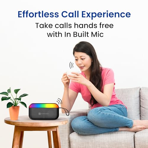 Portronics Plugs 2 8W Portable Bluetooth Speaker with Inbuilt Mic, Dynamic RGB Lights, Bluetooth 5.3V, USB Drive Port, SD Card Port, IPX5 Water Resistant, Integrated Controls, Type C Charging(Black) - Image 6