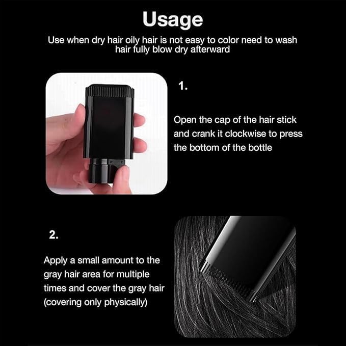 Waterproof Hair Color Comb Stick for Instant Gray Coverage – Black Root Touch-Up for Men & Women, Sweat-Proof Formula, Natural-Looking Finish, Easy Comb Applicator, Gray Hair Concealer - Image 2