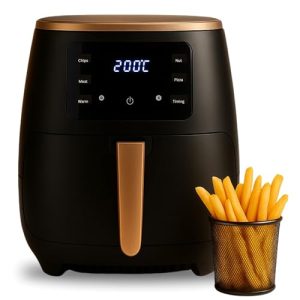 AviQ Air Fryer AF04, uses upto 85% less oil, 1400W, 4.5 Litre, with Omni-Directional Turbine Cycle Air Flow using Uniform Motor Drive Technology, Two Tone body (Black & Gold)