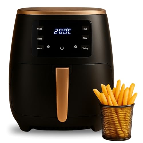 AviQ Air Fryer AF04, uses upto 85% less oil, 1400W, 4.5 Litre, with Omni-Directional Turbine Cycle Air Flow using Uniform Motor Drive Technology, Two Tone body (Black & Gold)
