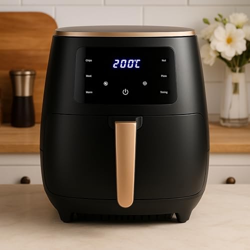AviQ Air Fryer AF04, uses upto 85% less oil, 1400W, 4.5 Litre, with Omni-Directional Turbine Cycle Air Flow using Uniform Motor Drive Technology, Two Tone body (Black & Gold) - Image 7