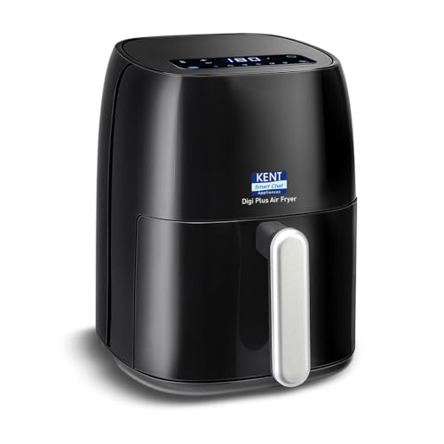 KENT Digi Plus Air Fryer | 4L Capacity & 1300W | Fry, Grill, Roast & Bake | Digital Display & Touch Control Panel | Rapid Heating | 80% Less Oil Usage | High Temperature & Uniform Heating | Black