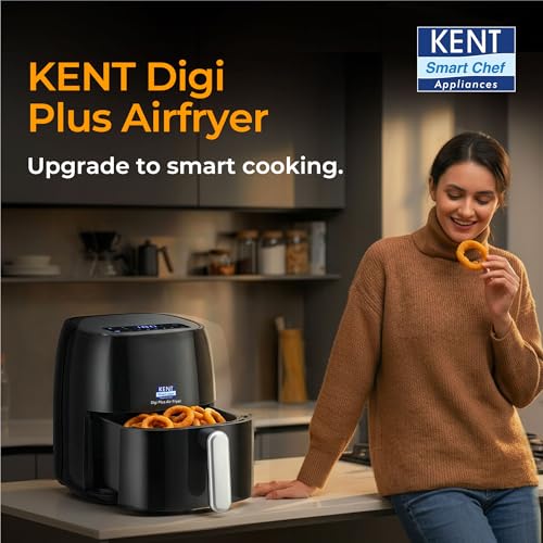 KENT Digi Plus Air Fryer | 4L Capacity & 1300W | Fry, Grill, Roast & Bake | Digital Display & Touch Control Panel | Rapid Heating | 80% Less Oil Usage | High Temperature & Uniform Heating | Black - Image 3