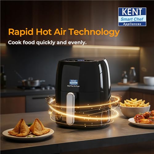 KENT Digi Plus Air Fryer | 4L Capacity & 1300W | Fry, Grill, Roast & Bake | Digital Display & Touch Control Panel | Rapid Heating | 80% Less Oil Usage | High Temperature & Uniform Heating | Black - Image 6