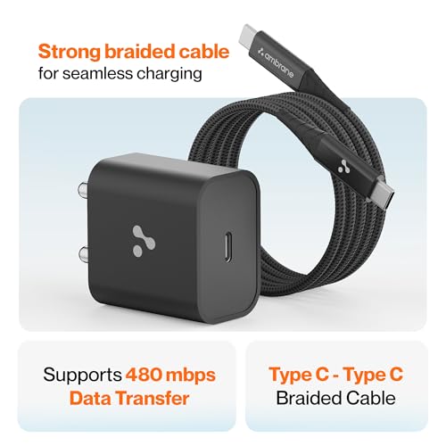 Ambrane 20W Type C Mobile Charger Adapter, Fast Charging for Android, iPhone 16/15/14/13/12/11/X (Pro,/Plus/Max Series), Samsung, Google Pixel & Oppo,Vivo Other Type C Enabled Devices, (M20,Black) - Image 5