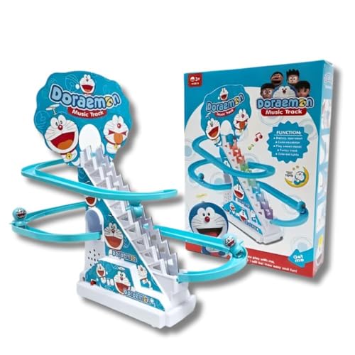 Stair Climbing Cartoon Character Roller Coaster Slide Toy with 3 Small Dolls, Automatic Stair-Climbing Toy with Lights & Music (Cartoon Character Will be Send as per Available in Stock) - Image 3