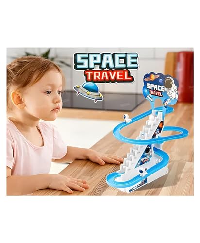 Stair Climbing Cartoon Character Roller Coaster Slide Toy with 3 Small Dolls, Automatic Stair-Climbing Toy with Lights & Music (Cartoon Character Will be Send as per Available in Stock) - Image 6