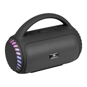 Zebronics Portable Bluetooth Speaker, 8W, Upto 5 Hours Playback, BTv5.3, mSD, TWS, USB, 8 Multi-Color LED Modes, Call Function, Type-C Charge, Deep Bass, Carry Handle (County 5 Plus, Black)