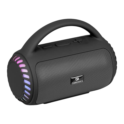 Zebronics Portable Bluetooth Speaker, 8W, Upto 5 Hours Playback, BTv5.3, mSD, TWS, USB, 8 Multi-Color LED Modes, Call Function, Type-C Charge, Deep Bass, Carry Handle (County 5 Plus, Black)