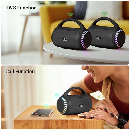 Zebronics Portable Bluetooth Speaker, 8W, Upto 5 Hours Playback, BTv5.3, mSD, TWS, USB, 8 Multi-Color LED Modes, Call Function, Type-C Charge, Deep Bass, Carry Handle (County 5 Plus, Black) - Image 5
