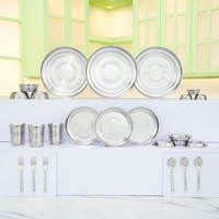 Flipkart SmartBuy Pack of 24 Stainless Steel Flipkart SmartBuy Dinner Set(Steel, Microwave Safe) - Image 3
