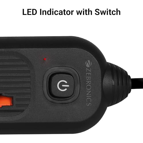 ZEBRONICS Power BAR 145, Extension Board/Strip, 2000 Watts, 10 Amps, 1x Type C Port, 4X Universal Socket, 2X USB Port, LED Indicator, On/Off Switch, Wall Mountable, 5 Meter, Black - Image 7