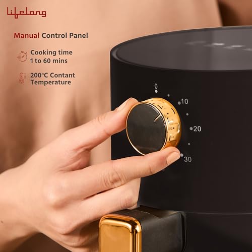 Lifelong 2.5L Air Fryer For Home-800W Small Airfryer Machine To Fry,Bake&Roast With Timer Control-Oil Free Fryer Machine-Electric Air-Fryer With 360° Hot Air Circulation Technology (Llhf26),Black - Image 6