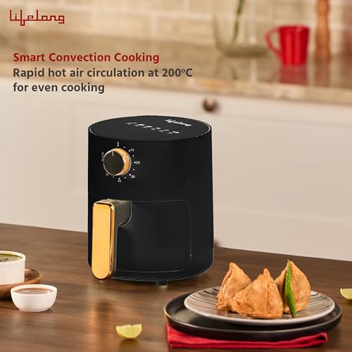 Lifelong 2.5L Air Fryer For Home-800W Small Airfryer Machine To Fry,Bake&Roast With Timer Control-Oil Free Fryer Machine-Electric Air-Fryer With 360° Hot Air Circulation Technology (Llhf26),Black - Image 7