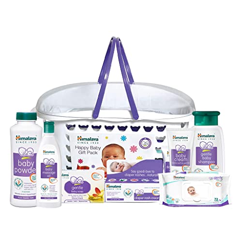 Himalaya Baby Gift Pack (7 pieces) with FREE Maternity Basket (White) | No.1 Doctor Prescribed | Gentle, Safe & Researched for baby's skin & hair