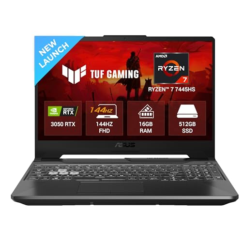 ASUS TUF A15 (2025), AMD Ryzen 7 7445HS, Gaming Laptop(RTX 3050,75W TGP,16GB DDR5(Upgradeable Upto 64GB )512GB SSD,FHD,15.6",144Hz,RGB Keyboard,48Whrs,Windows 11,Graphite Black,2.3 Kg) FA506NCG-HN199W
