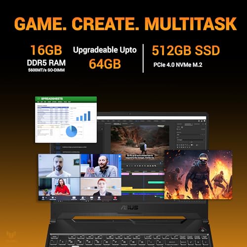 ASUS TUF A15 (2025), AMD Ryzen 7 7445HS, Gaming Laptop(RTX 3050,75W TGP,16GB DDR5(Upgradeable Upto 64GB )512GB SSD,FHD,15.6",144Hz,RGB Keyboard,48Whrs,Windows 11,Graphite Black,2.3 Kg) FA506NCG-HN199W - Image 7