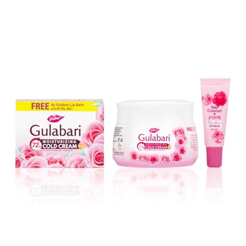 Dabur Gulabari Moisturizing Cold Cream 100gm + Lip Balm 8gm (Free) | With Goodness of Natural Rose Oil & Vitamin E | Intense Hydration and Deep Moisturization | For Smooth & Soft skin | All Skin types - Image 3