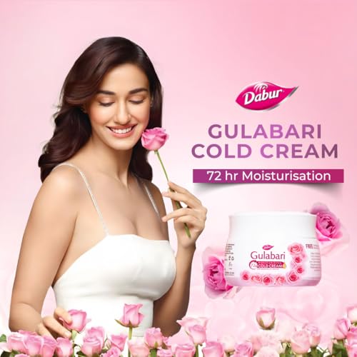 Dabur Gulabari Moisturizing Cold Cream 100gm + Lip Balm 8gm (Free) | With Goodness of Natural Rose Oil & Vitamin E | Intense Hydration and Deep Moisturization | For Smooth & Soft skin | All Skin types - Image 5
