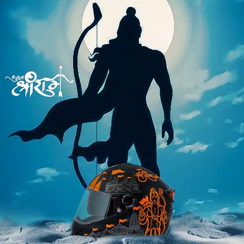 Steelbird SBH-34 Jai Shree Ram Reflective ISI Certified Full Face Graphic Helmet for Men and Women with Inner Smoke Sun Shield - Image 4