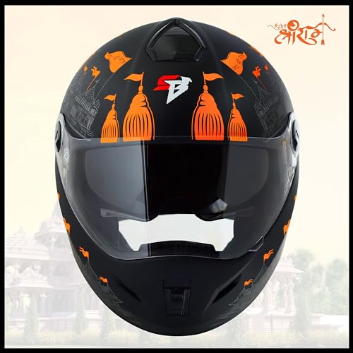 Steelbird SBH-34 Jai Shree Ram Reflective ISI Certified Full Face Graphic Helmet for Men and Women with Inner Smoke Sun Shield - Image 6