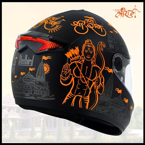 Steelbird SBH-34 Jai Shree Ram Reflective ISI Certified Full Face Graphic Helmet for Men and Women with Inner Smoke Sun Shield - Image 7