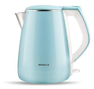 Havells Aqua Plus Electric Kettle 1.2 Litre, 1250 Watt | 304 Stainless Steel Inner Body | Cool Touch Body | Auto Shut-Off |Wider Mouth|2 Years Door Step Warranty by Havells (Blue)