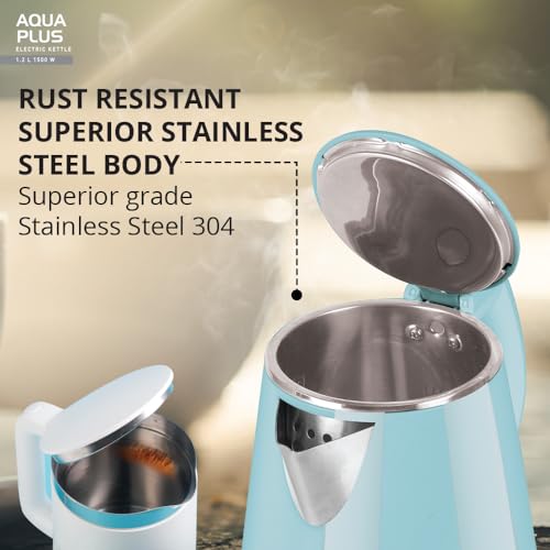 Havells Aqua Plus Electric Kettle 1.2 Litre, 1250 Watt | 304 Stainless Steel Inner Body | Cool Touch Body | Auto Shut-Off |Wider Mouth|2 Years Door Step Warranty by Havells (Blue) - Image 4
