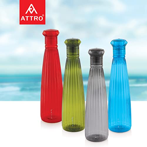Attro Tribot Plastic 1000Ml Water Bottle For Fridge, Office, Sports, School, Gym, Yoga, Assorted Color - Set Of 4 - Image 6