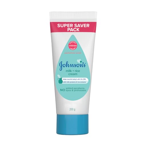 Johnson's Milk + Rice Cream, with Milk extracts and Vitamin E to Replenish Moisture, pH Balanced, 200gm, White