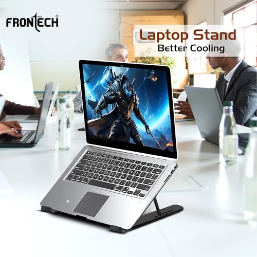 FRONTECH Laptop Stand Featuring Portable Foldable Design, Anti-Slip Silicone Rubber Pads, Supports Maximum of 5kgs Weight, 6 Adjustable Levels.(CP-0010) - Image 3