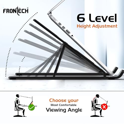 FRONTECH Laptop Stand Featuring Portable Foldable Design, Anti-Slip Silicone Rubber Pads, Supports Maximum of 5kgs Weight, 6 Adjustable Levels.(CP-0010) - Image 4