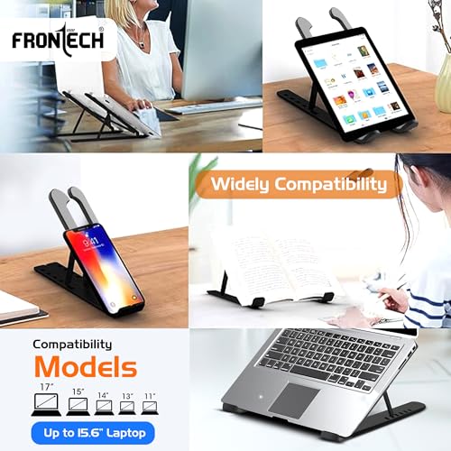 FRONTECH Laptop Stand Featuring Portable Foldable Design, Anti-Slip Silicone Rubber Pads, Supports Maximum of 5kgs Weight, 6 Adjustable Levels.(CP-0010) - Image 6