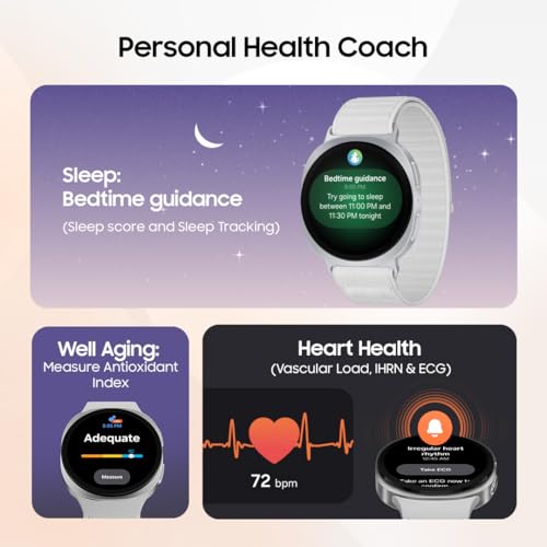Samsung Galaxy Watch8 (44mm, Bluetooth, Silver) with 3nm Processor | Dual GPS | Sapphire Glass & Armor Aluminum | 5ATM & IP68 | BP, ECG, IHRN & Vascular Load Monitoring | Anti-oxidant Index - Image 5