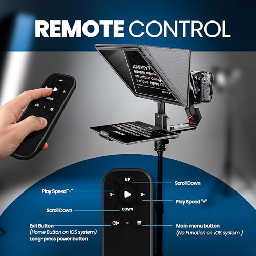 Aiwaft ALWT12XS 12.9" All-Metal Teleprompter with Bluetooth Remote & App Control | Compatible with iOS/Android App On iPad, Smartphone & DSLR | Foldable with Carry Case for Video Shooting - Image 4