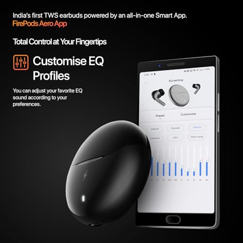 Fire-Boltt Aero TWS Earbuds Custom EQ, Wireless Bluetooth 5.4, Music & App Support, 50H Playtime, Fast Charging Case, 50ms Low Latency for Gaming, Touch Controls, IPX4 Waterproof, Clear Calls - Black - Image 7