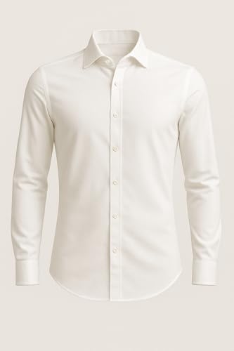 Men’s Premium White Linen Formal Shirt Slim Fit Breathable Office Wear Classic White Linen Shirt for Men Lightweight Formal Corporate Wear - Image 3