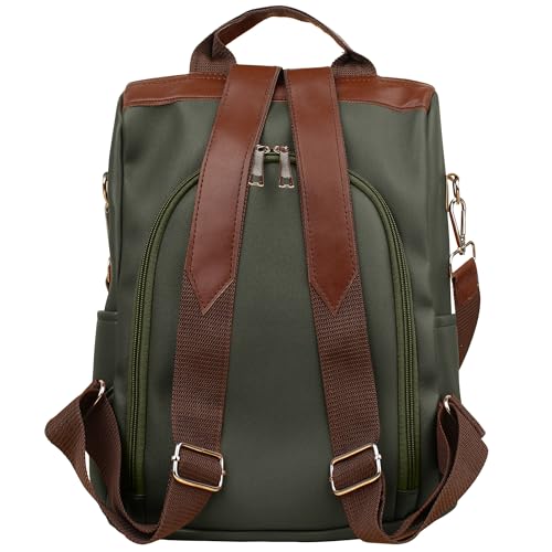 amazon basics Women Convertible PU Leather 2 Compartment Backpack | Water-Resistant Fits 13" Laptop | Anti-Theft Pockets | Crossbody, Shoulder, Tote | Ideal for Office, College, Travel & Gifts (Green) - Image 2