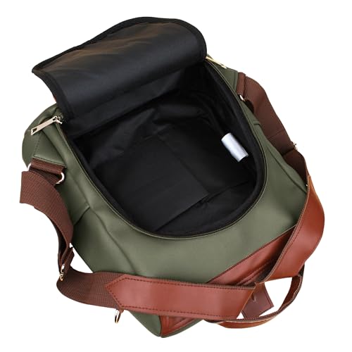 amazon basics Women Convertible PU Leather 2 Compartment Backpack | Water-Resistant Fits 13" Laptop | Anti-Theft Pockets | Crossbody, Shoulder, Tote | Ideal for Office, College, Travel & Gifts (Green) - Image 6