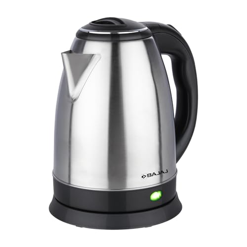 Bajaj KTX 1.8 Litre DLX Electric Kettle | 1350 Watts Kettle with Stainless Steel Body | Cordless Operation | Auto Shut-off Mechanism | 2-Yr Warranty 【Black】