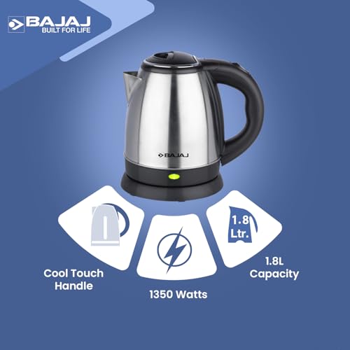 Bajaj KTX 1.8 Litre DLX Electric Kettle | 1350 Watts Kettle with Stainless Steel Body | Cordless Operation | Auto Shut-off Mechanism | 2-Yr Warranty 【Black】 - Image 5